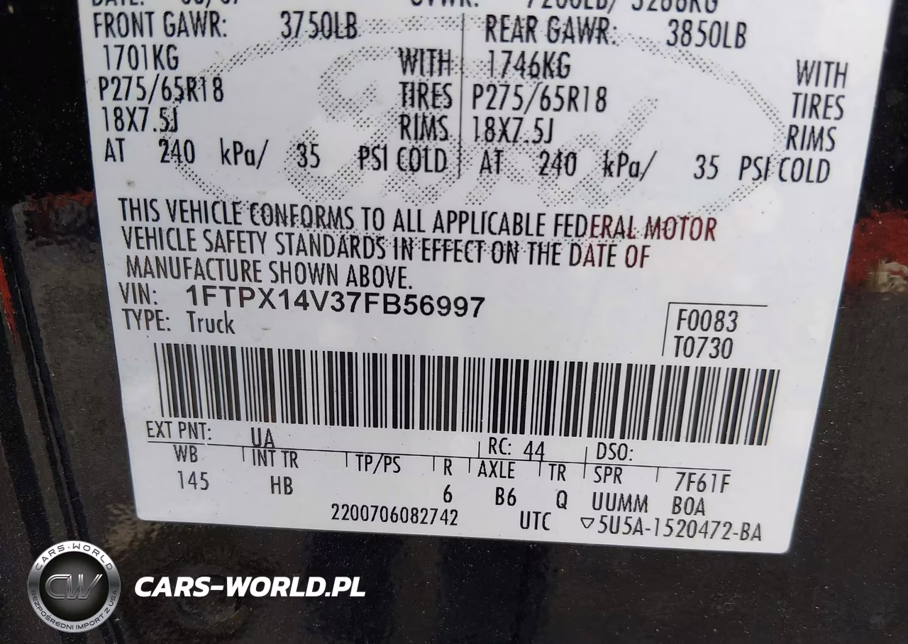 2007 Ford F-150 Fx4-Lariat-Xl-Xlt VIN:1FTPX14V37FB56997 - 9