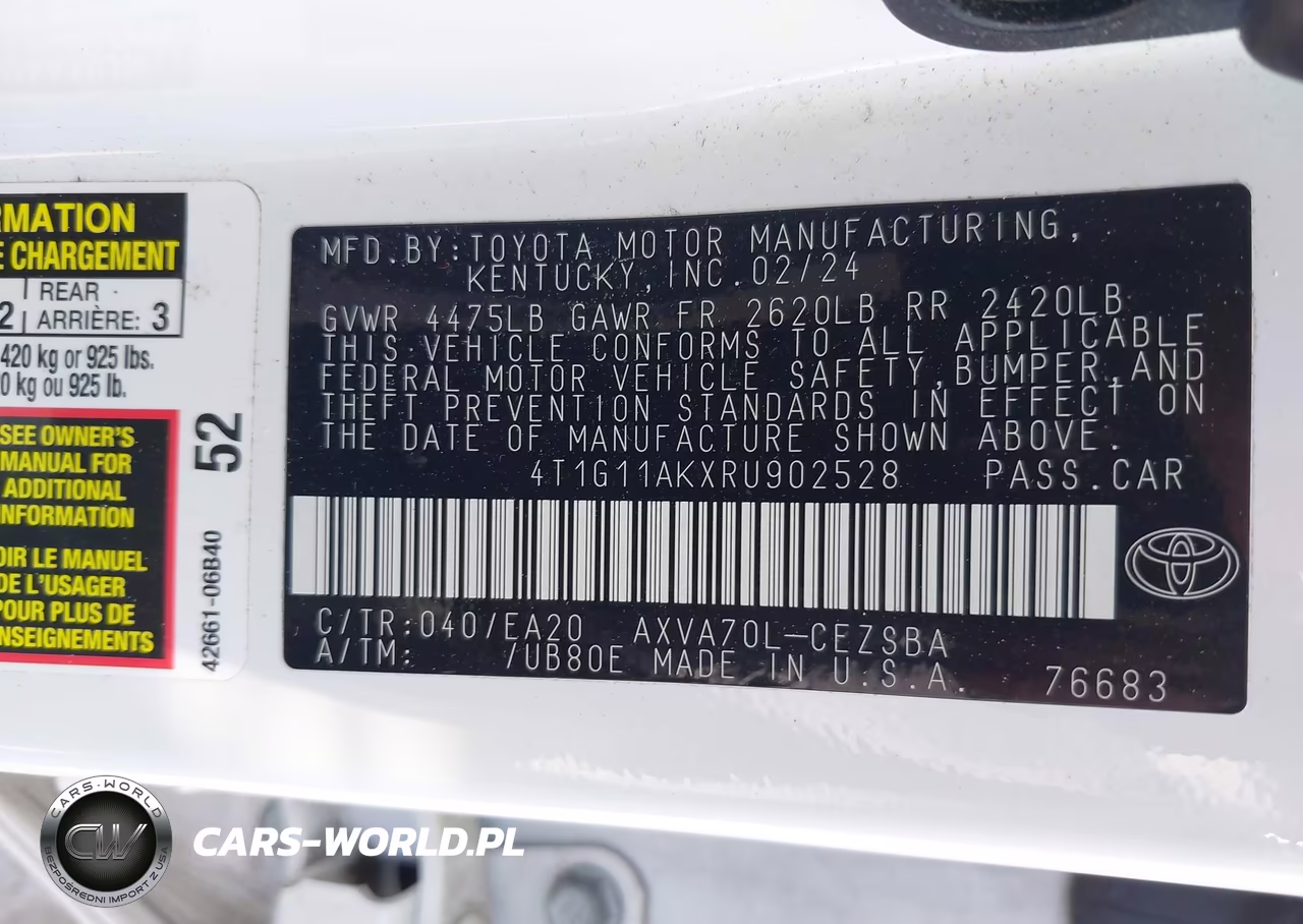 2024 Toyota Camry Se VIN:4T1G11AKXRU902528 - 9