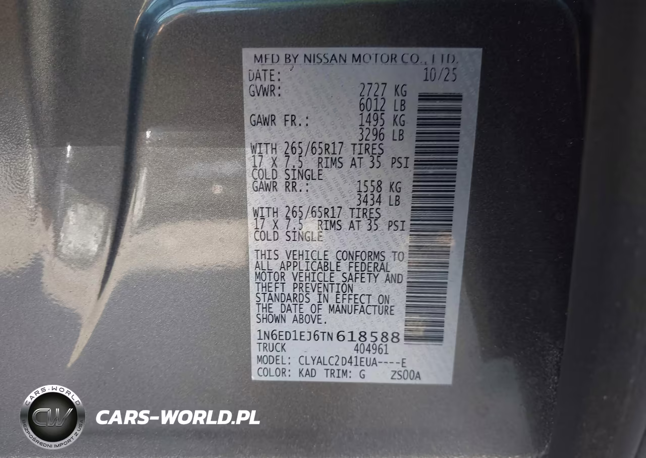 2026 Nissan Frontier Sv 4X2 VIN:1N6ED1EJ6TN618588 - 9