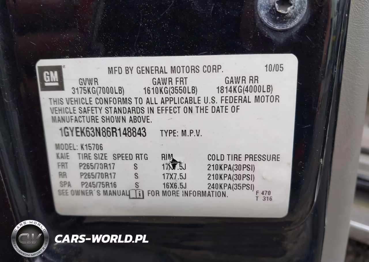 2006 Cadillac Escalade Standard VIN:1GYEK63N86R148843 - 9