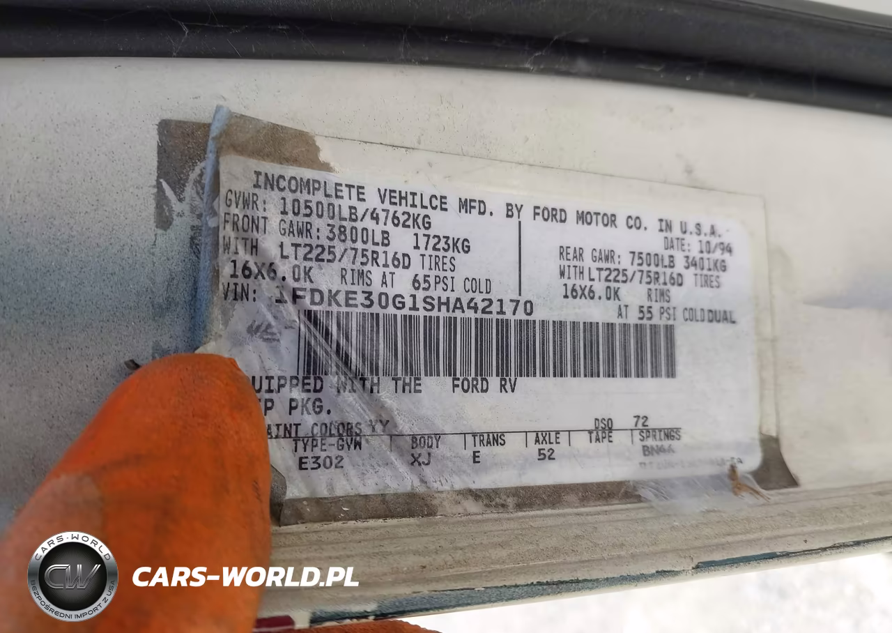 1995 Ford Econoline E350 Cutaway Van VIN:1FDKE30G1SHA42170 - 9