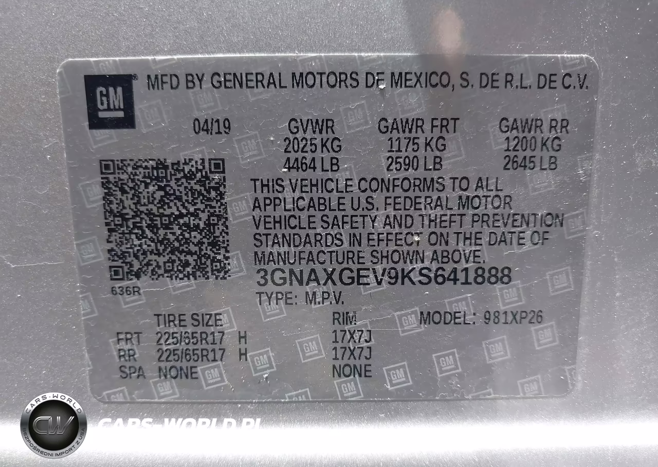 2019 Chevrolet Equinox L VIN:3GNAXGEV9KS641888 - 9