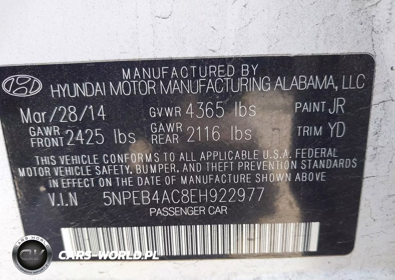 2014 Hyundai Sonata Gls VIN:5NPEB4AC8EH922977 - 9