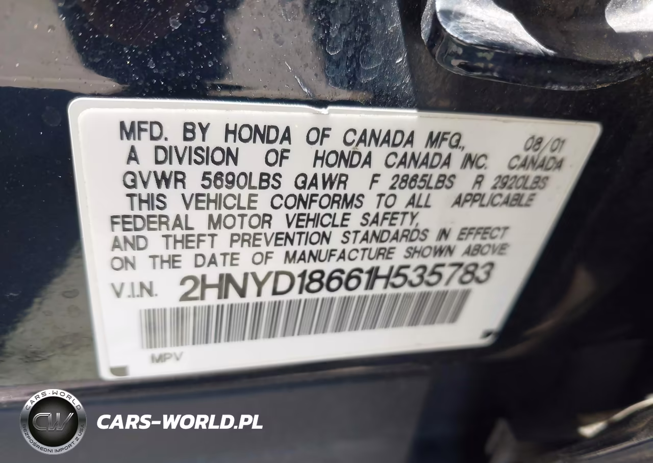 2001 Acura Mdx VIN:2HNYD18661H535783 - 9