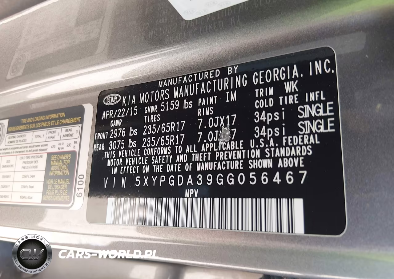 2016 Kia Sorento 2.4L Lx VIN:5XYPGDA39GG056467 - 9