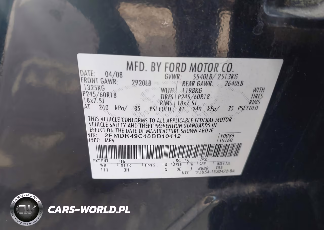 2008 Ford Edge Limited VIN:2FMDK49C48BB10412 - 9