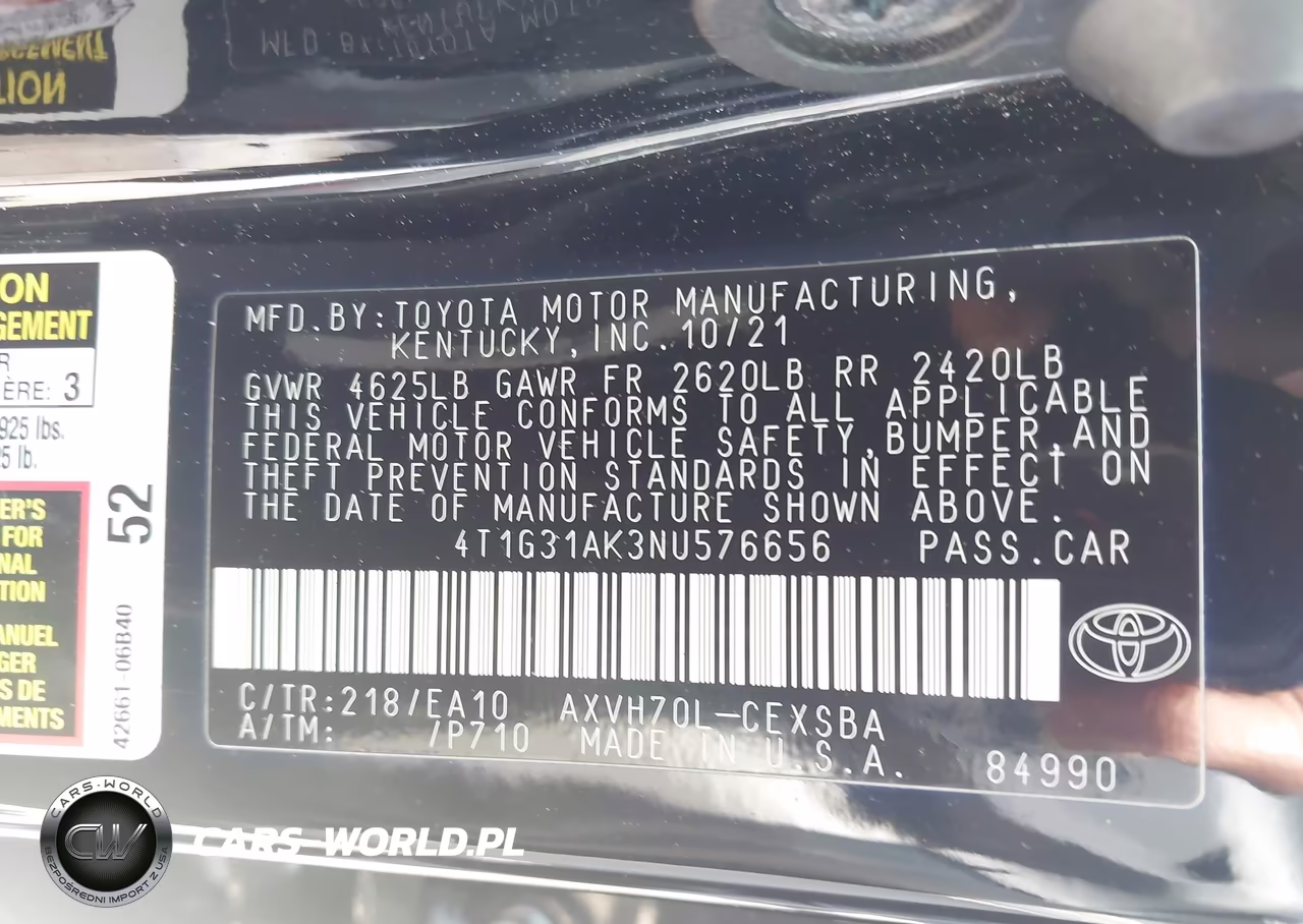 2022 Toyota Camry Se Hybrid VIN:4T1G31AK3NU576656 - 9