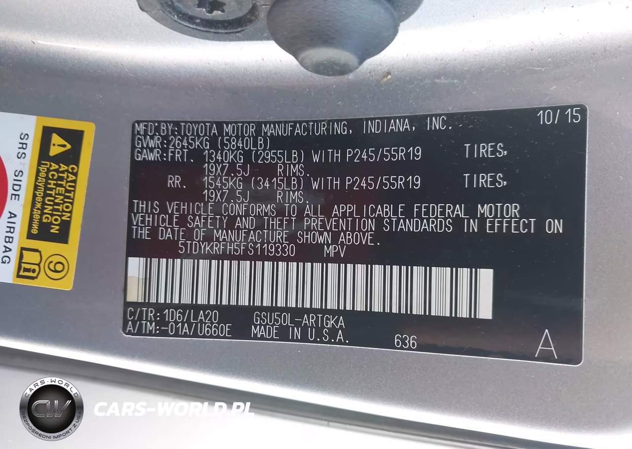2015 Toyota Highlander Limited V6 VIN:5TDYKRFH5FS119330 - 9