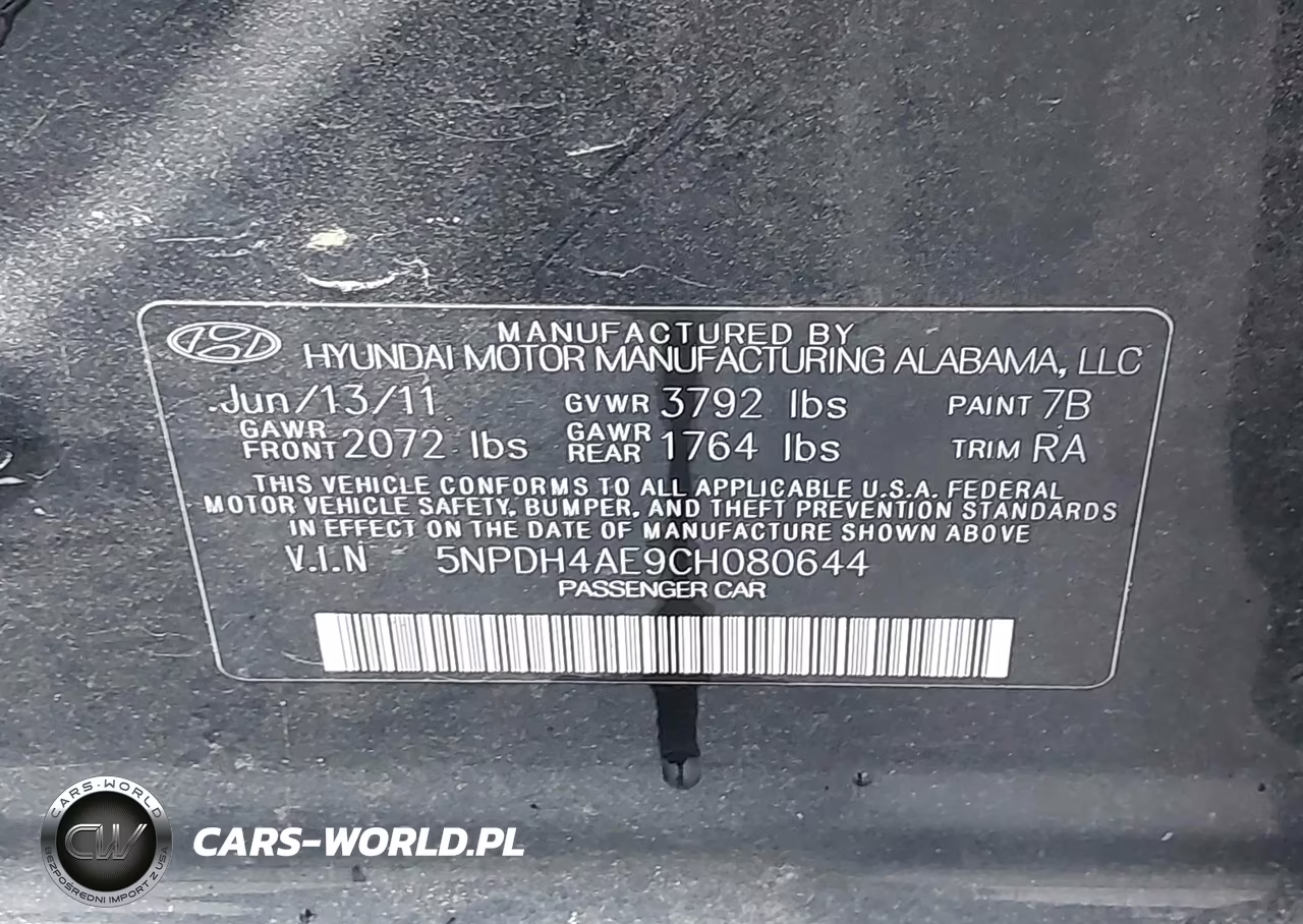 2012 Hyundai Elantra Gls VIN:5NPDH4AE9CH080644 - 9
