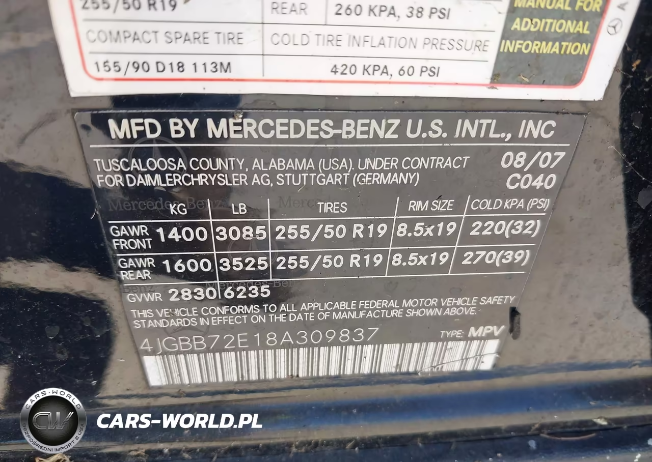 2008 Mercedes-Benz M-Class 5.5L VIN:4JGBB72E18A309837 - 9