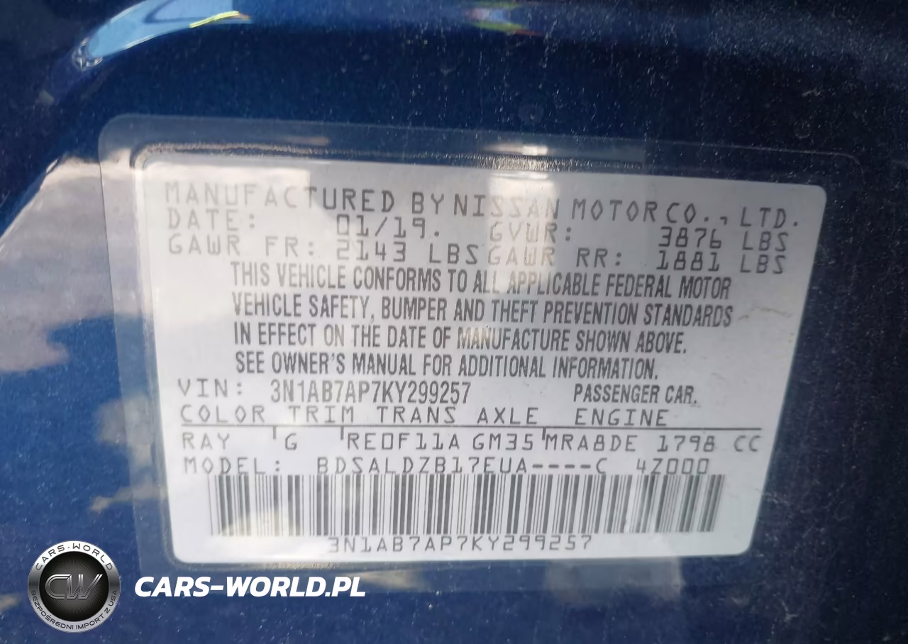 2019 Nissan Sentra Sv VIN:3N1AB7AP7KY299257 - 9