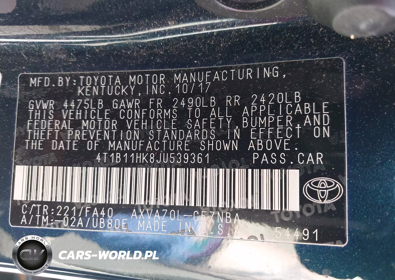 2018 Toyota Camry Le VIN:4T1B11HK8JU539361 - 9