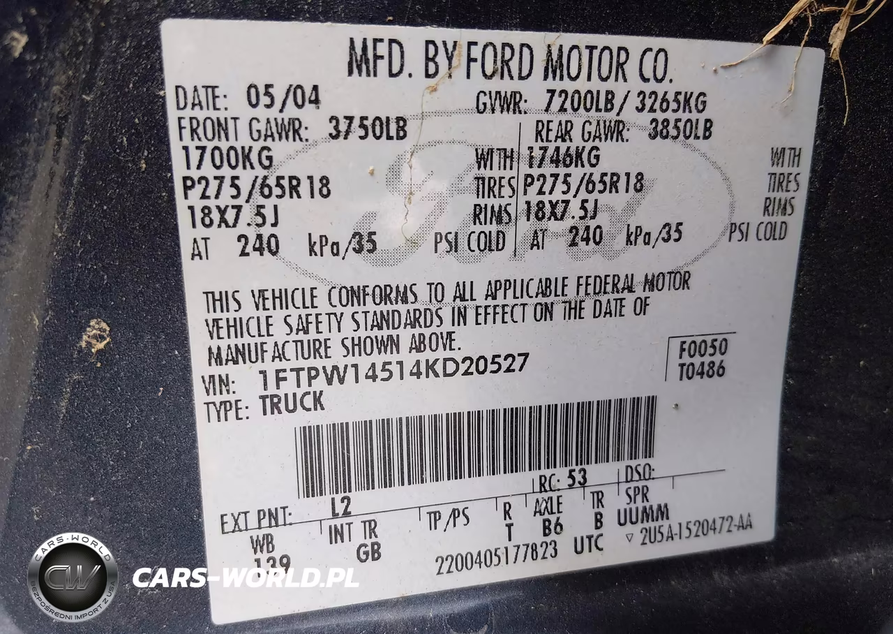 2004 Ford F-150 Fx4-Lariat-Xlt VIN:1FTPW14514KD20527 - 9