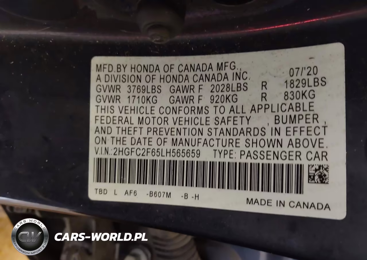 2020 Honda Civic Lx VIN:2HGFC2F65LH565659 - 9
