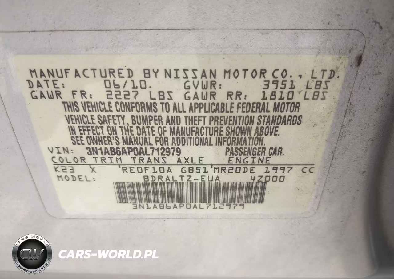 2010 Nissan Sentra 2.0Sr VIN:3N1AB6AP0AL712979 - 9