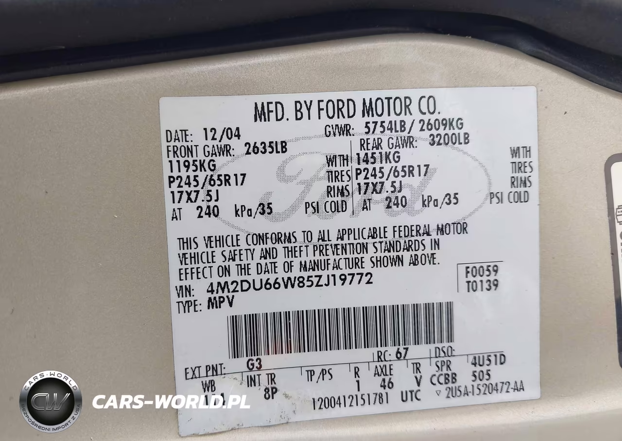 2005 Mercury Mountaineer VIN:4M2DU66W85ZJ19772 - 9