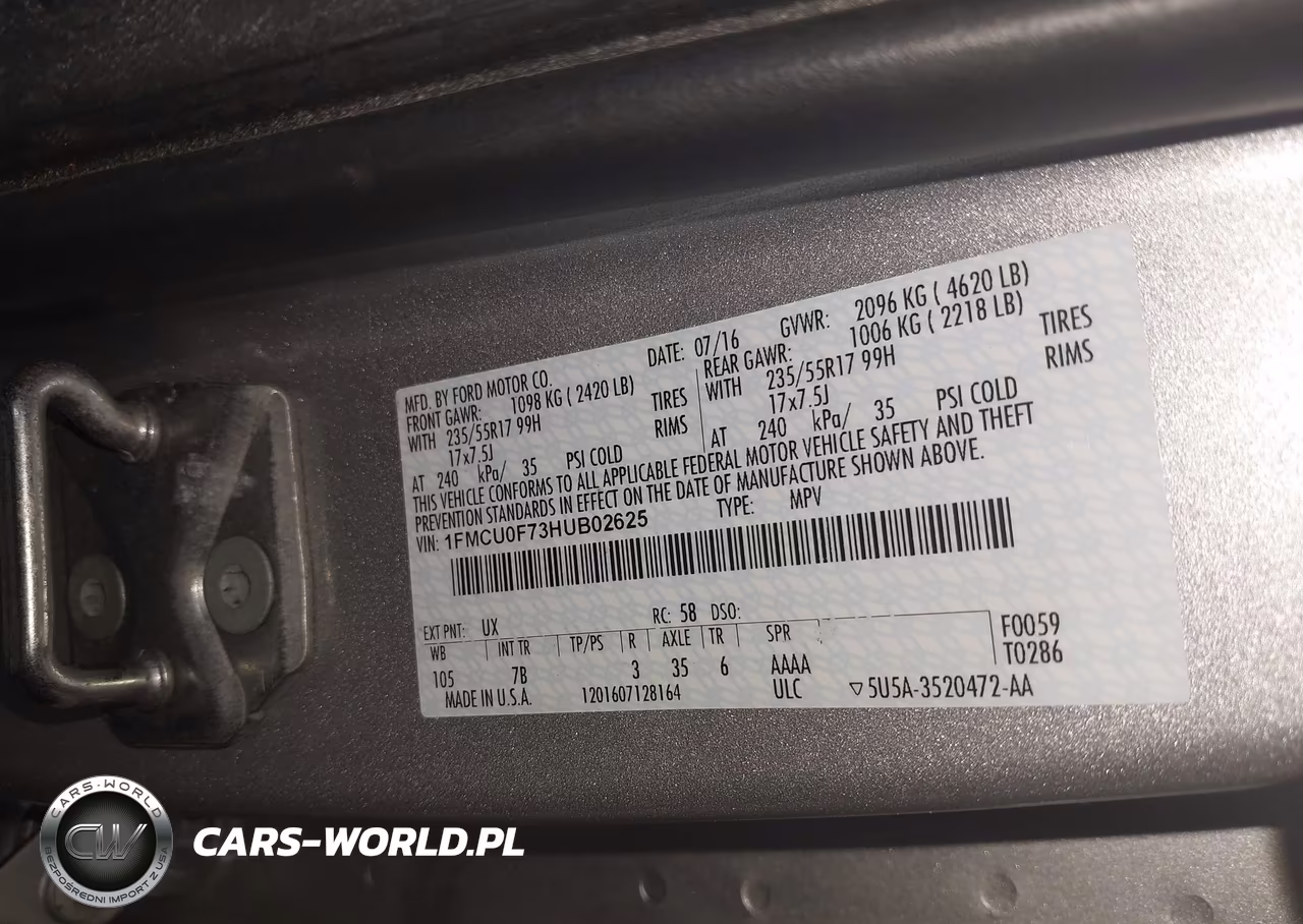 2017 Ford Escape S VIN:1FMCU0F73HUB02625 - 9