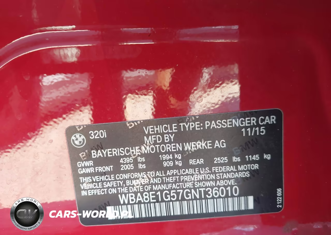 2016 BMW 320I VIN:WBA8E1G57GNT36010 - 9