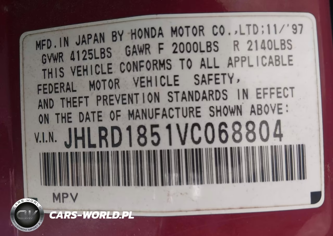 1997 Honda Cr-V VIN:JHLRD1851VC068804 - 9