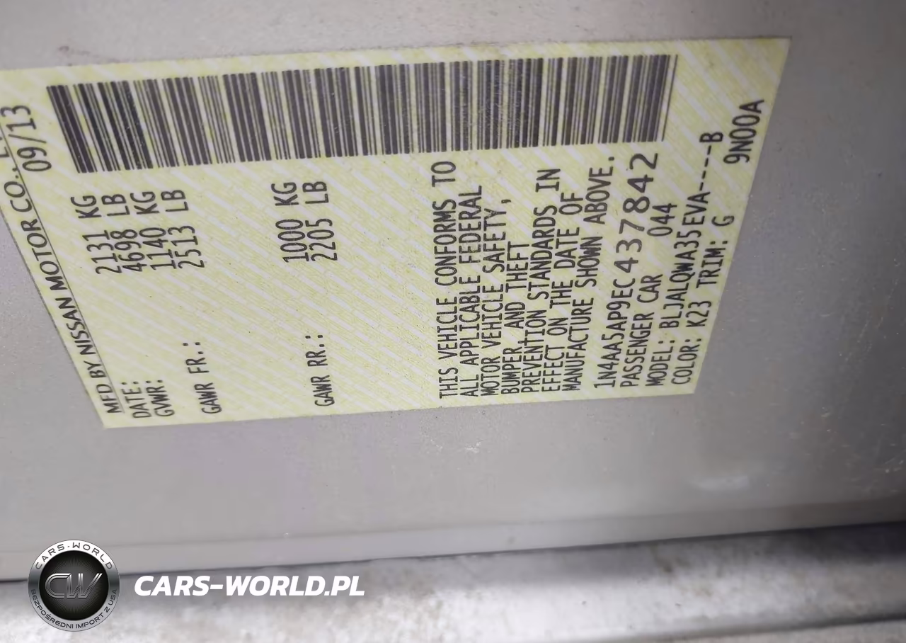 2014 Nissan Maxima 3.5 S VIN:1N4AA5AP9EC437842 - 9