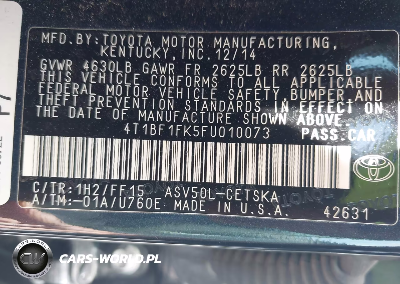 2015 Toyota Camry Se VIN:4T1BF1FK5FU010073 - 7