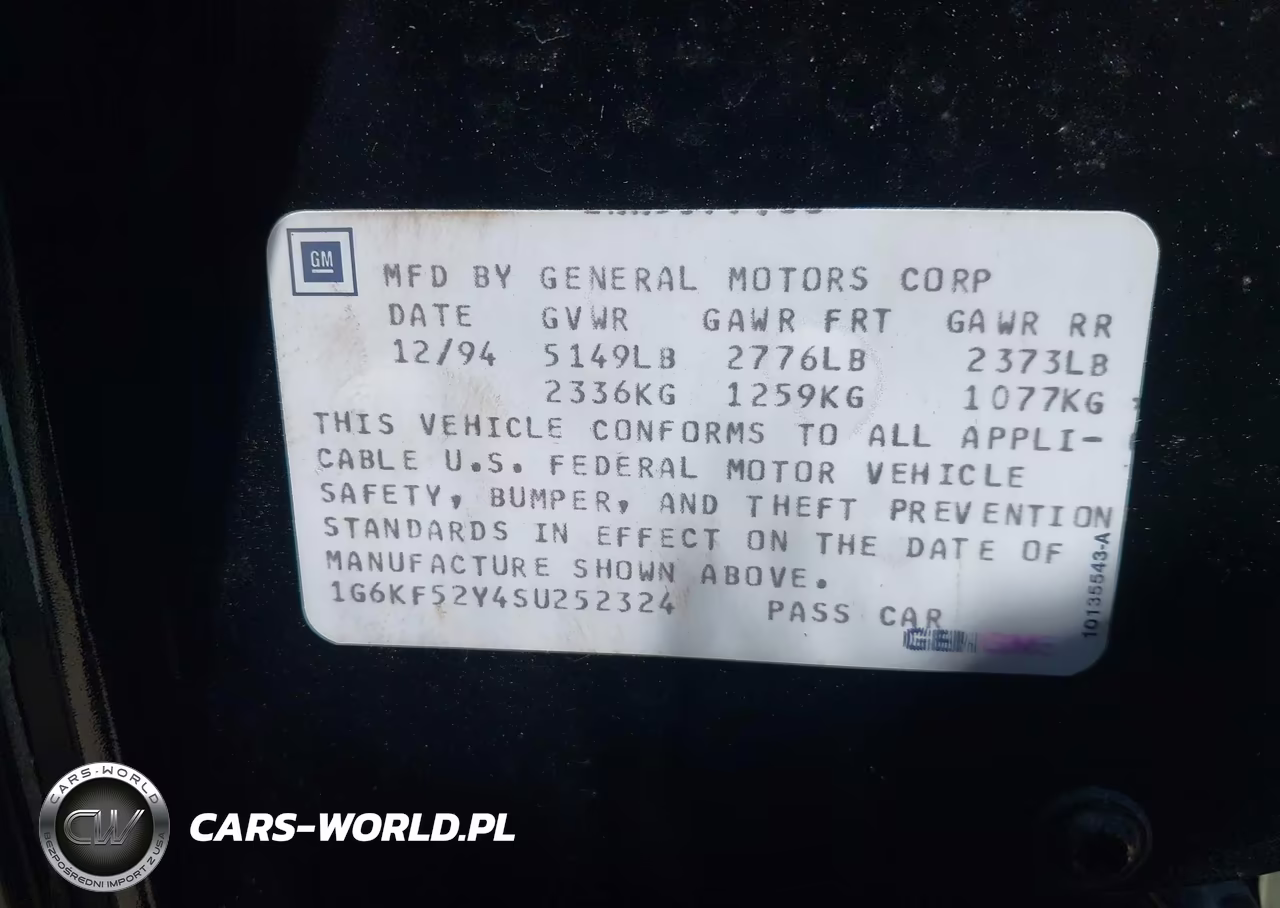 1995 Cadillac Deville Concours VIN:1G6KF52Y4SU252324 - 9