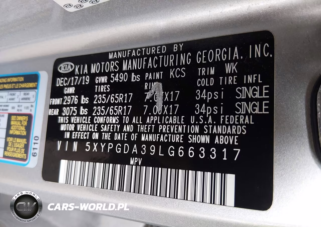 2020 Kia Sorento 2.4L Lx VIN:5XYPGDA39LG663317 - 9