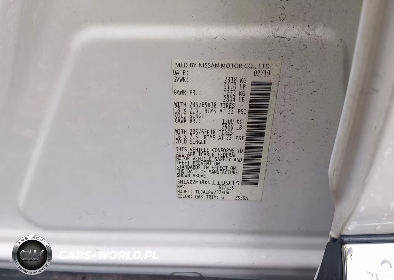 2019 Nissan Murano S VIN:5N1AZ2MJ9KN119935 - 9