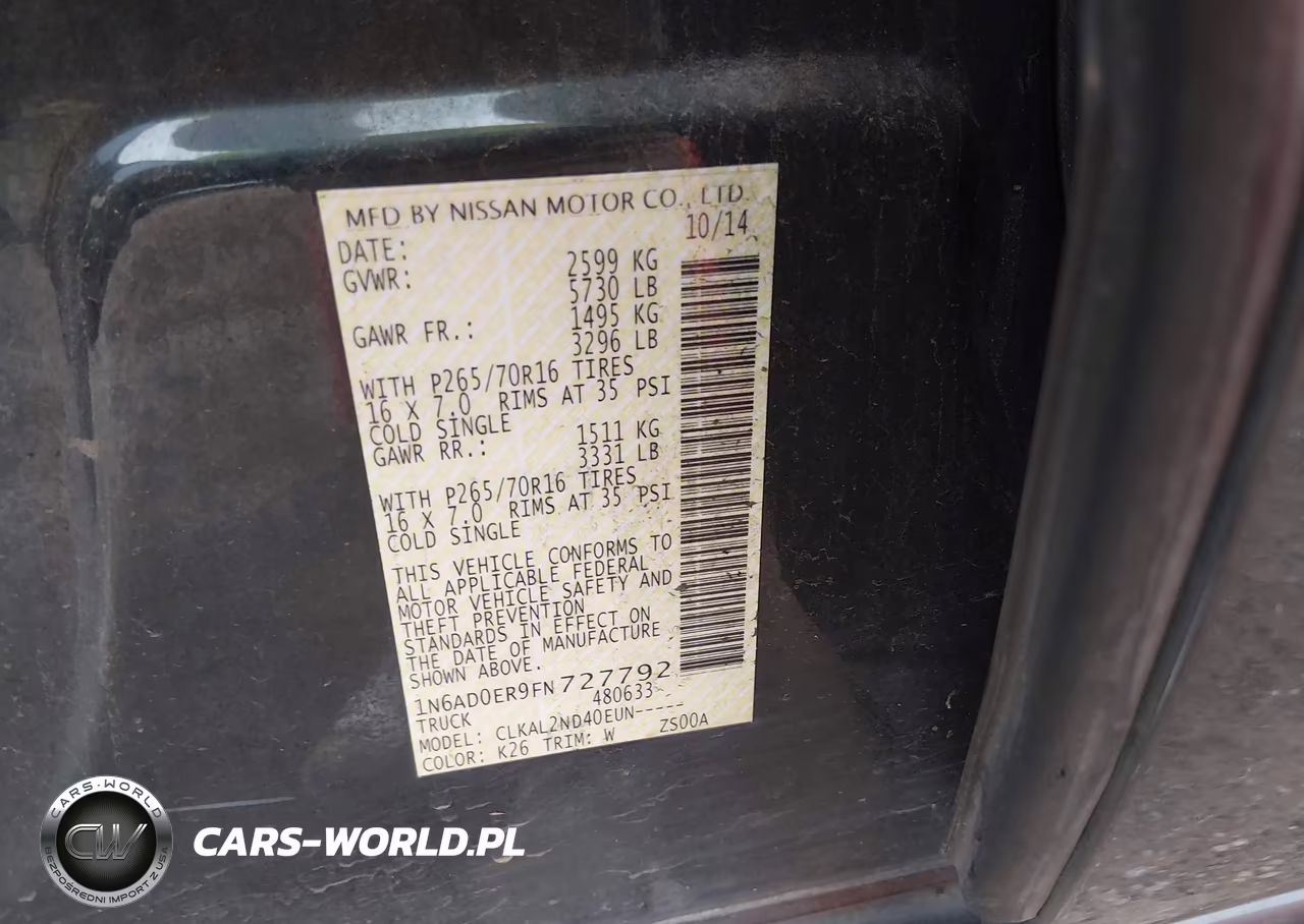 2015 Nissan Frontier Sv VIN:1N6AD0ER9FN727792 - 9