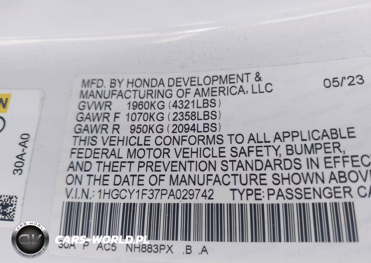 2023 Honda Accord Ex VIN:1HGCY1F37PA029742 - 9