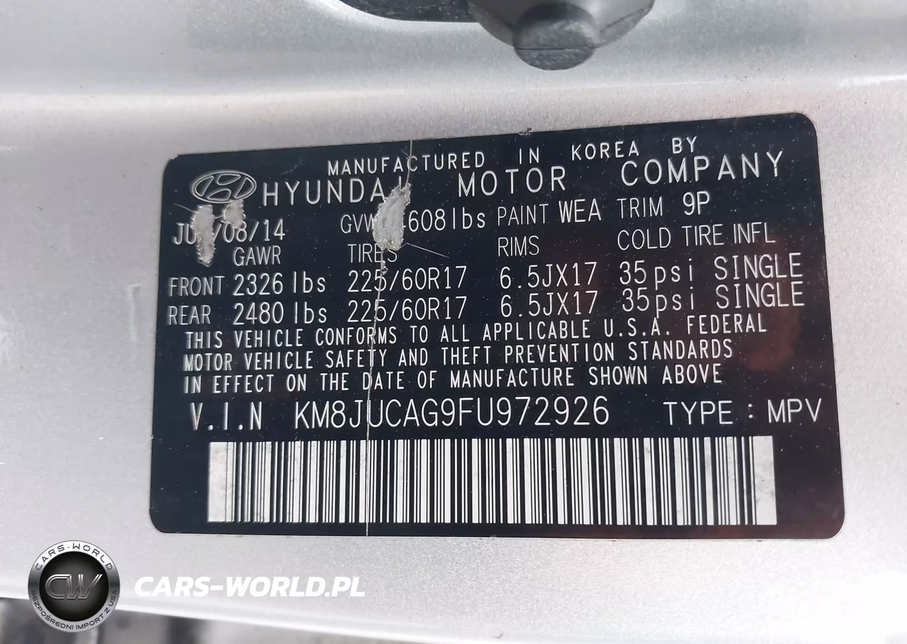 2015 Hyundai Tucson Se VIN:KM8JUCAG9FU972926 - 9