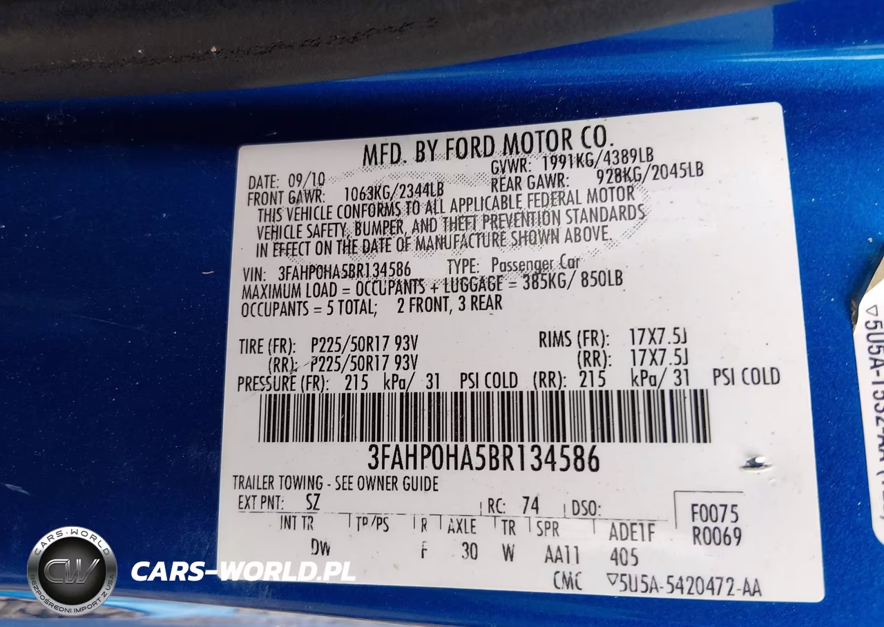 2011 Ford Fusion Se VIN:3FAHP0HA5BR134586 - 9