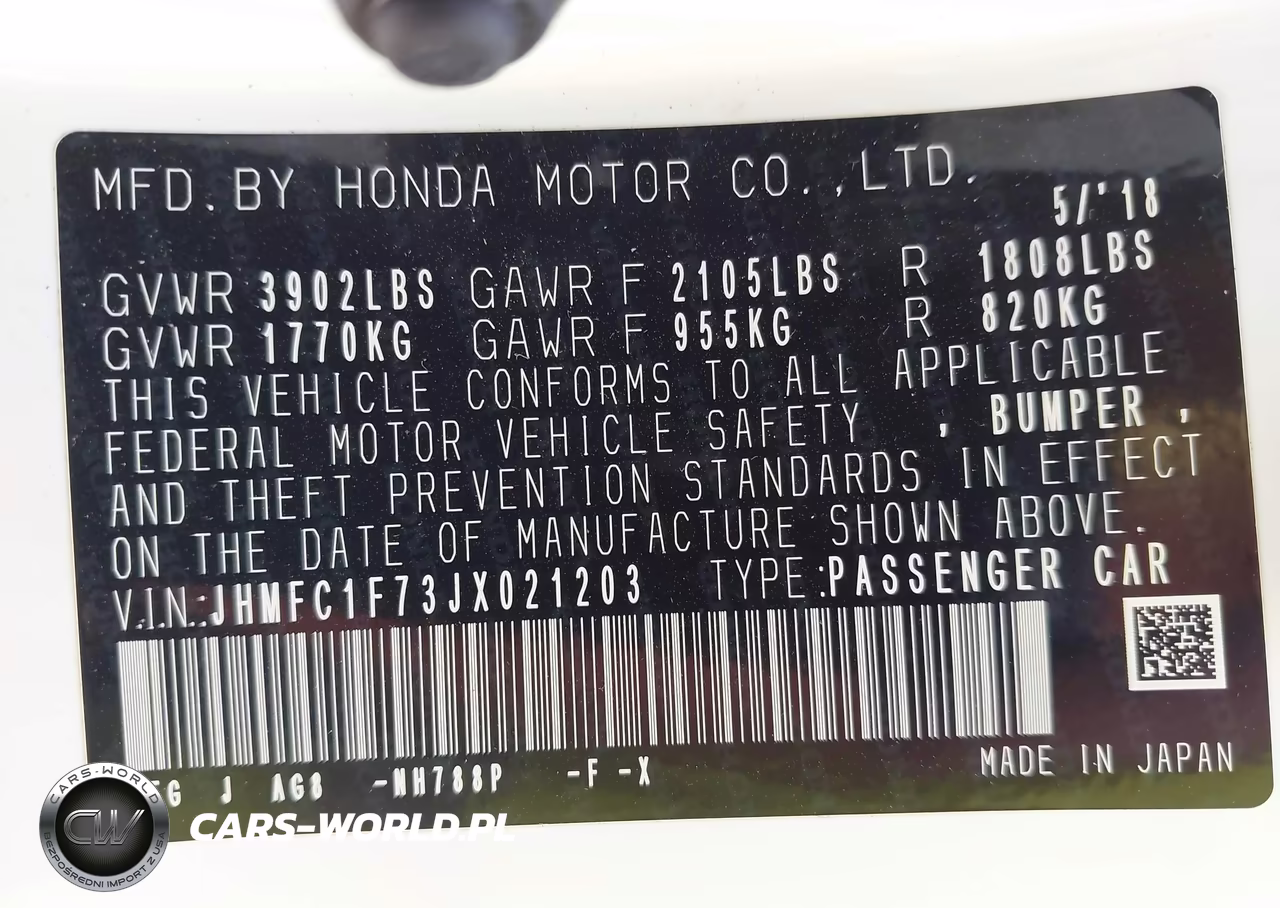 2018 Honda Civic Ex-L VIN:JHMFC1F73JX021203 - 9