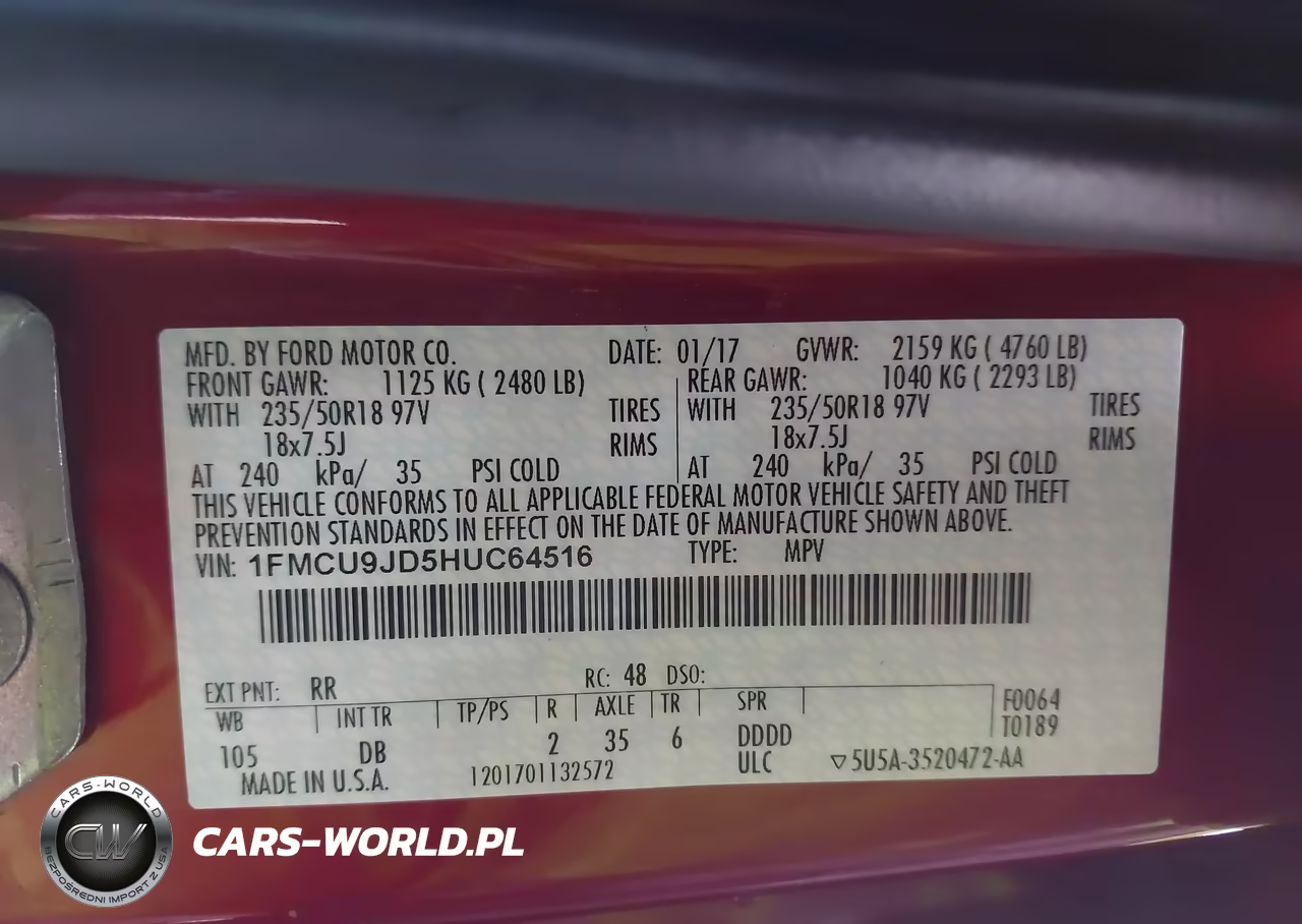 2017 Ford Escape Titanium VIN:1FMCU9JD5HUC64516 - 9
