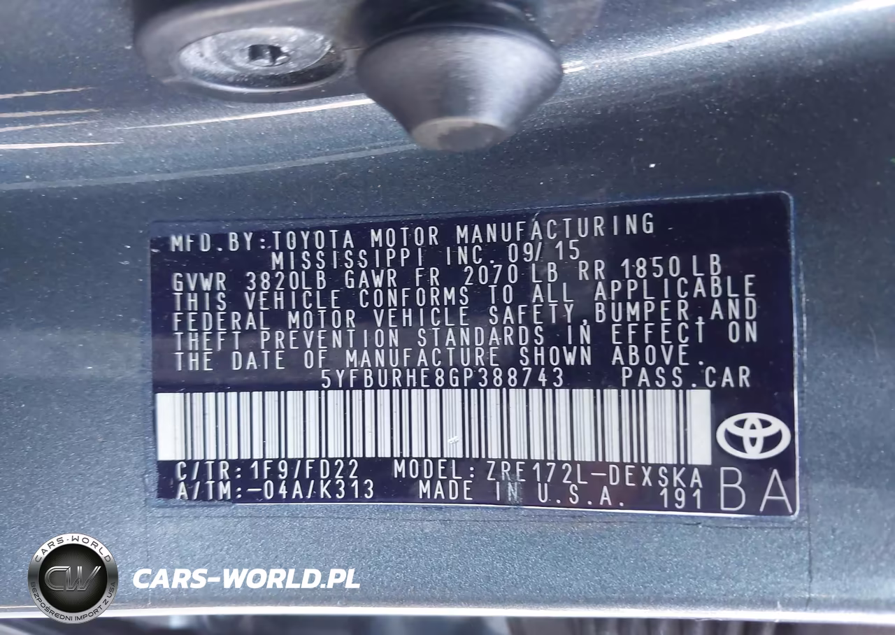 2016 Toyota Corolla S Plus VIN:5YFBURHE8GP388743 - 9