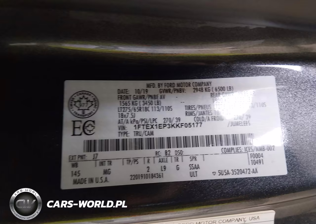 2019 Ford F-150 Lariat-Xl-Xlt VIN:1FTEX1EP3KKF05177 - 9