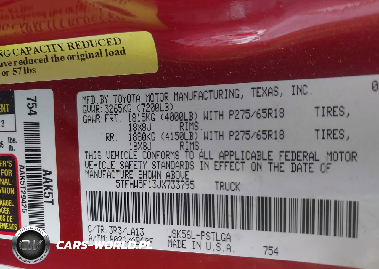 2018 Toyota Tundra Limited 5.7L V8 VIN:5TFHW5F13JX733795 - 9