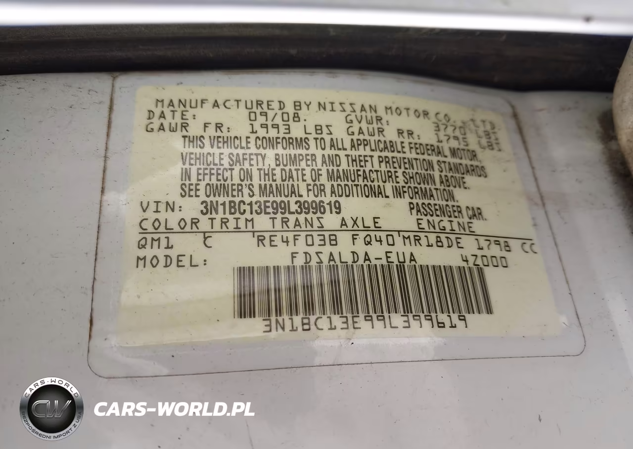 2009 Nissan Versa 1.8S VIN:3N1BC13E99L399619 - 9