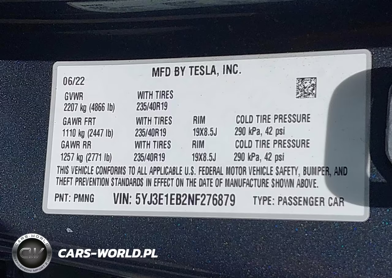 2022 Tesla Model 3 Long Range Dual Motor All-Wheel Drive VIN:5YJ3E1EB2NF276879 - 9