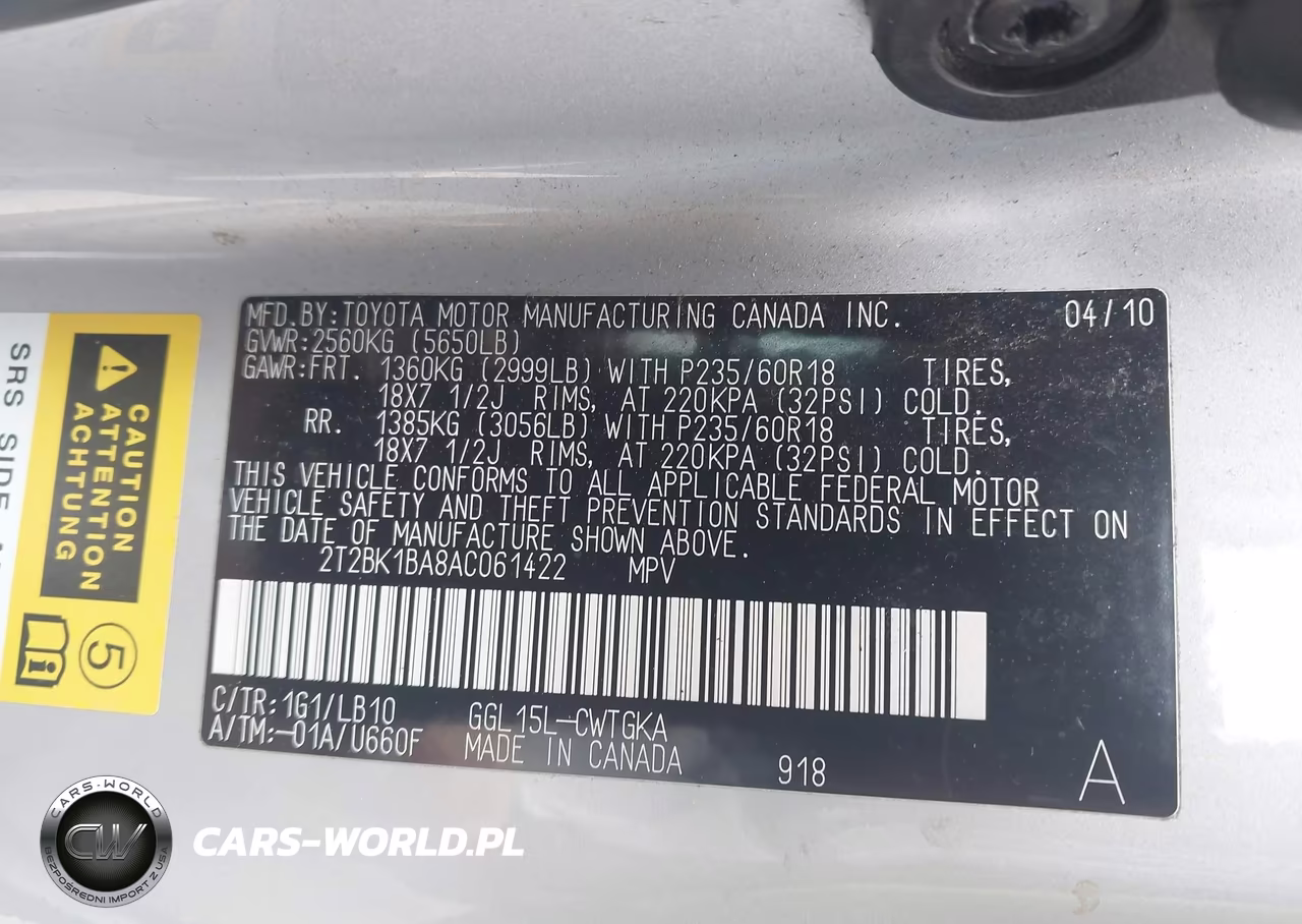 2010 Lexus Rx 350 VIN:2T2BK1BA8AC061422 - 9