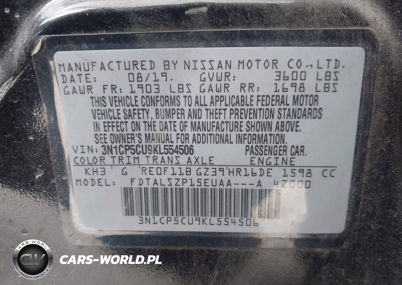 2019 Nissan Kicks Sv VIN:3N1CP5CU9KL554506 - 9