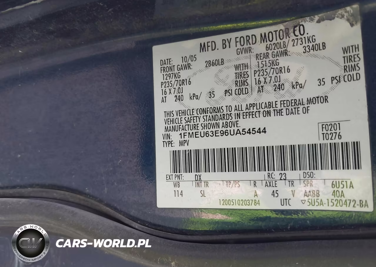 2006 Ford Explorer Xlt VIN:1FMEU63E96UA54544 - 9
