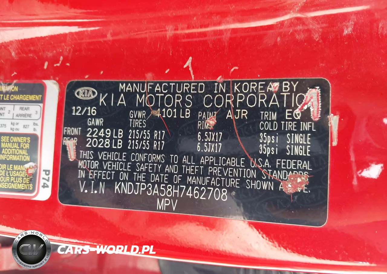 2017 Kia Soul + VIN:KNDJP3A58H7462708 - 9
