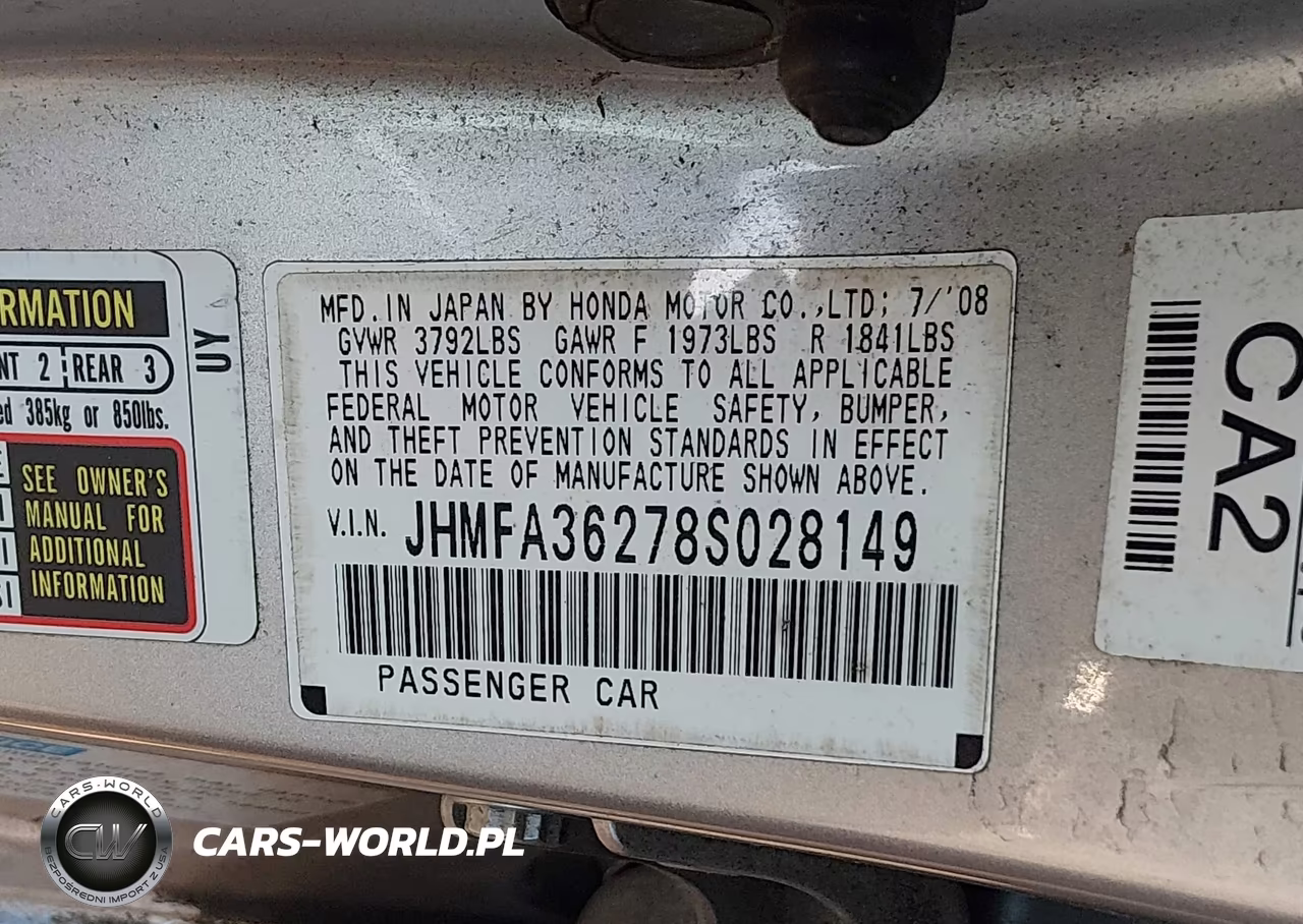 2008 Honda Civic Hybrid VIN:JHMFA36278S028149 - 9