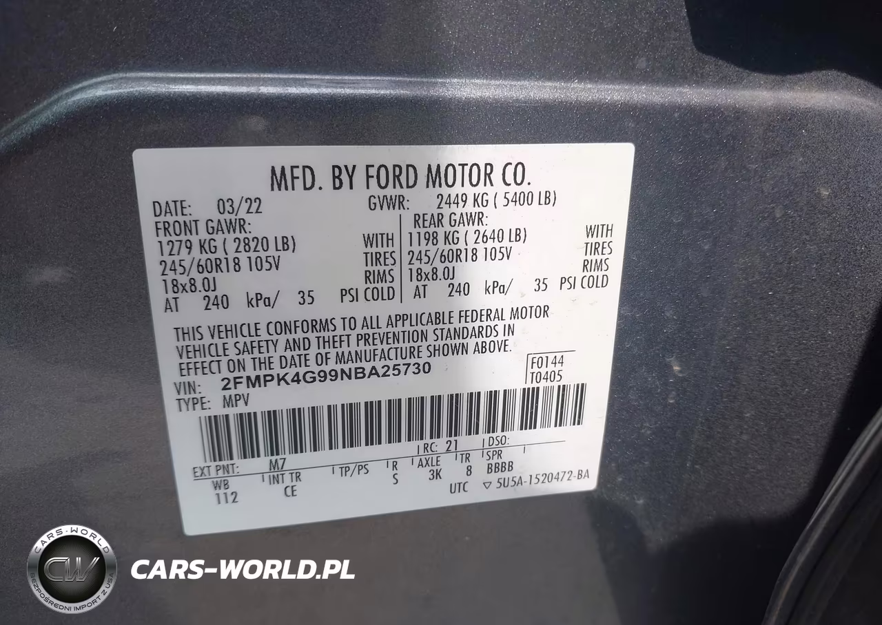 2022 Ford Edge Se VIN:2FMPK4G99NBA25730 - 9