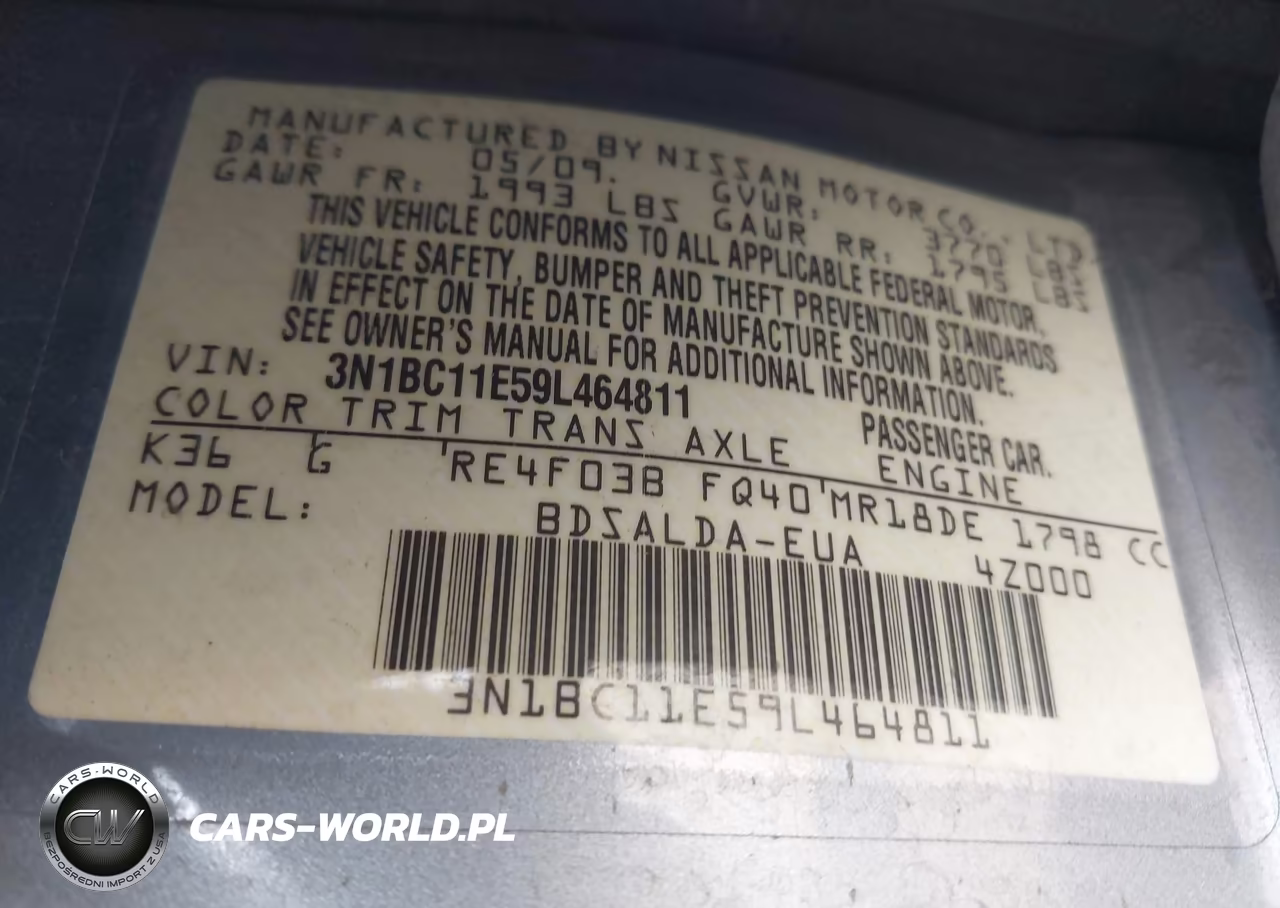 2009 Nissan Versa 1.8S VIN:3N1BC11E59L464811 - 9