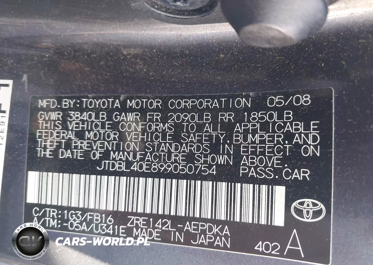 2009 Toyota Corolla Base VIN:JTDBL40E899050754 - 9