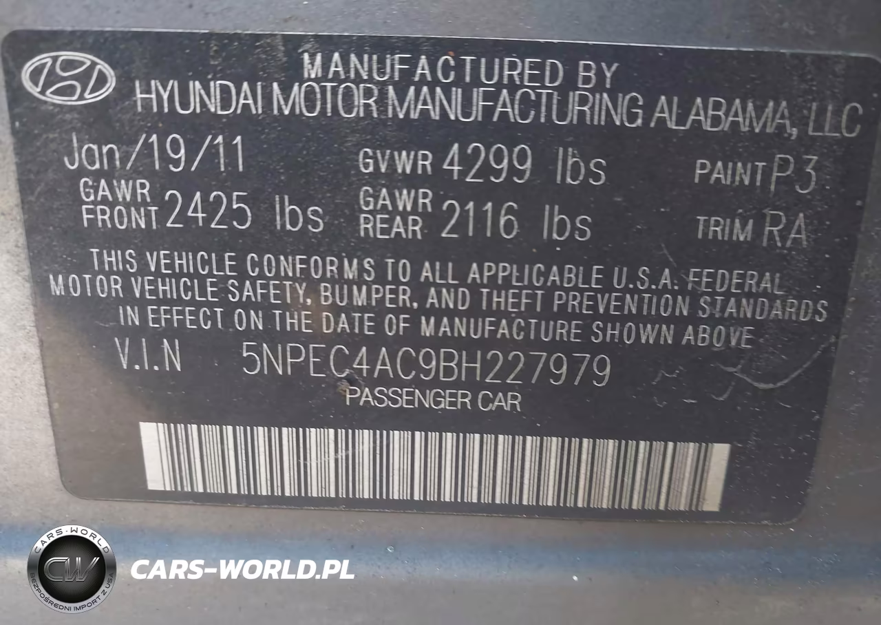 2011 Hyundai Sonata Se VIN:5NPEC4AC9BH227979 - 9