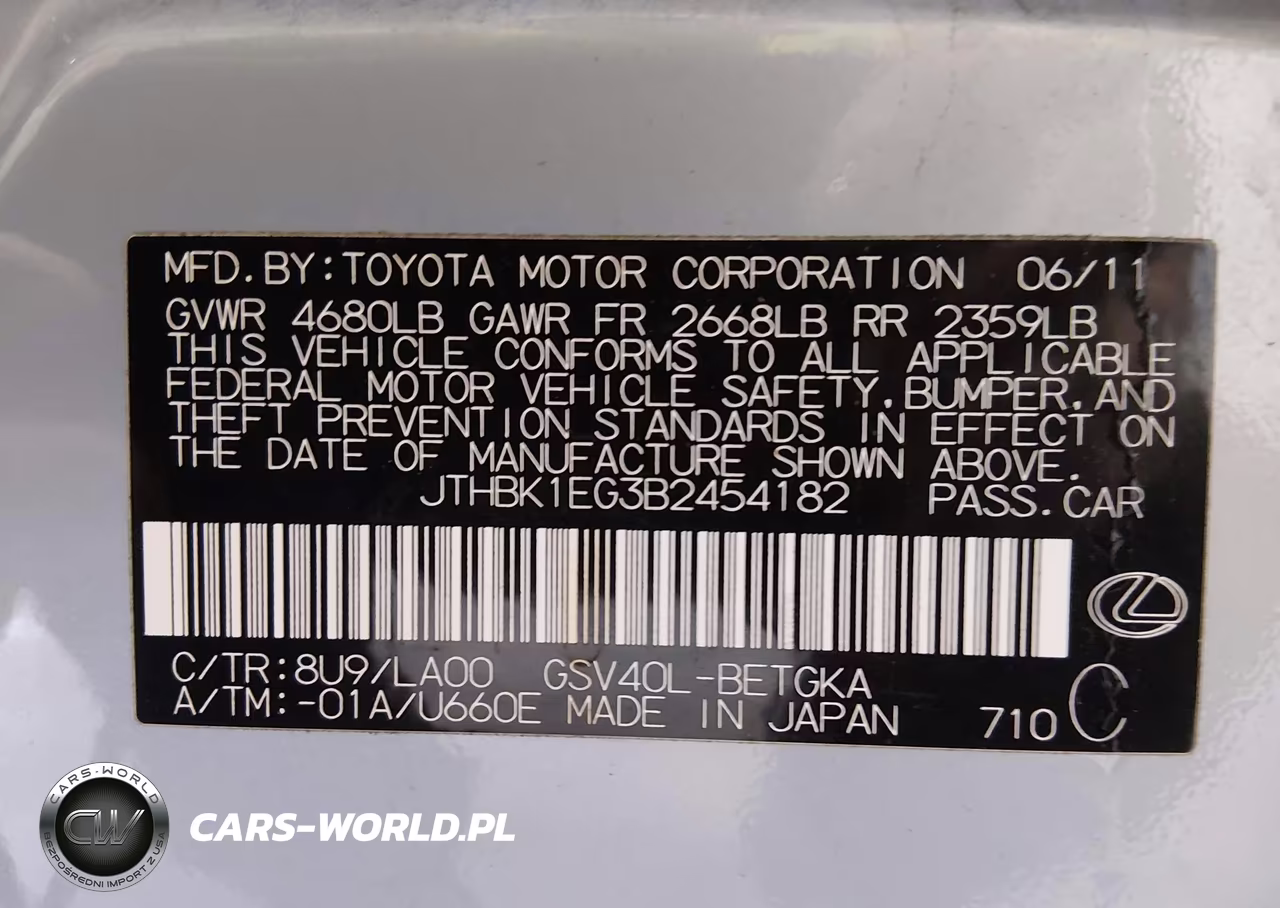 2011 Lexus Es 350 VIN:JTHBK1EG3B2454182 - 9