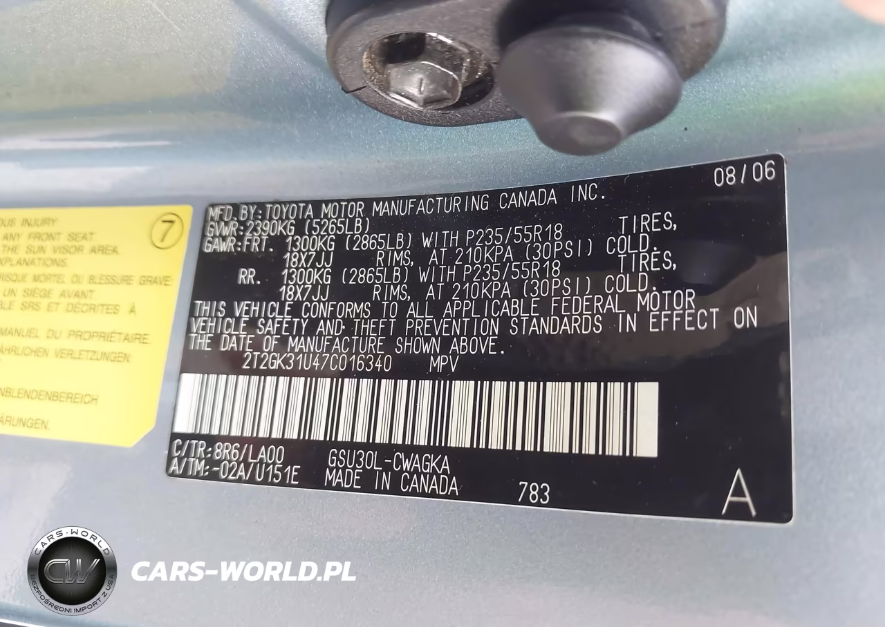 2007 Lexus Rx 350 VIN:2T2GK31U47C016340 - 9